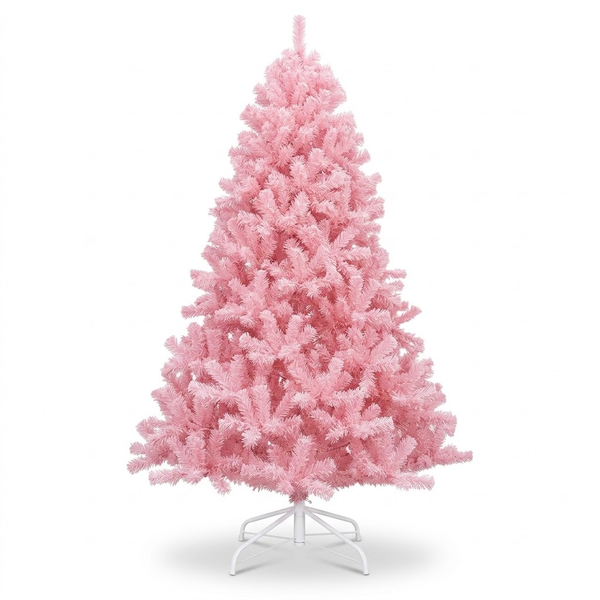 7.5ft Premium Solid Pink Unlit Artificial Christmas Tree (Full Profile)