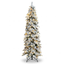 7.5ft Premium Slim Snow Flocked Pre-Lit Artificial Christmas Tree with Warm White Lights & Pinecones (Pencil Style)