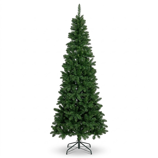 7ft Premium Slim Classic Green Unlit Artificial Christmas Tree (Pencil Style)