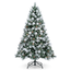 ZMF Christmas Tree 8ft artificial flocked Christmas tree with pinecones, unlit, realistic snowy branches, perfect for holiday decoration.