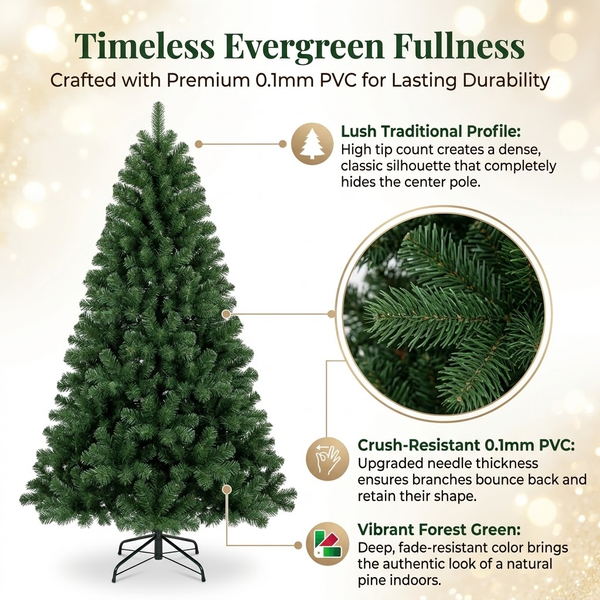 7.5ft Premium Classic Green Unlit Artificial Christmas Tree