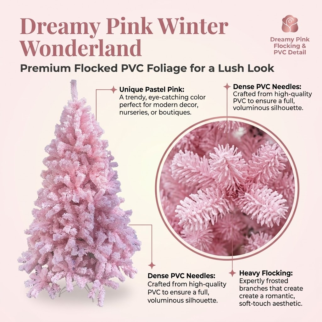 6.5ft Premium Pink Snow Flocked Unlit Artificial Christmas Tree