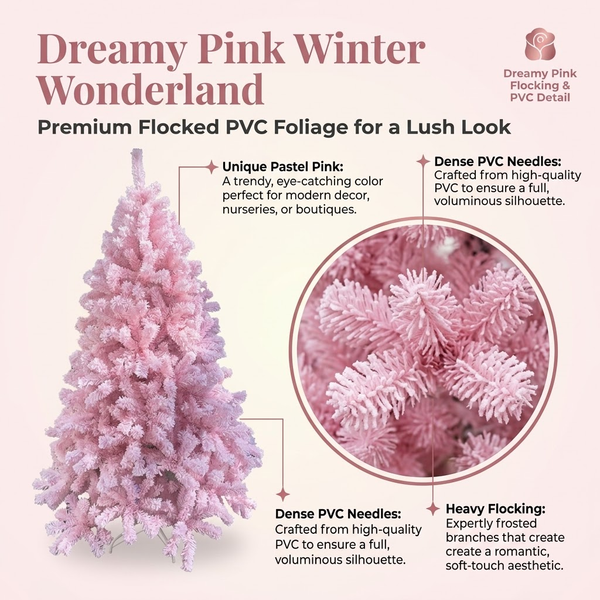 6.5ft Premium Pink Snow Flocked Unlit Artificial Christmas Tree