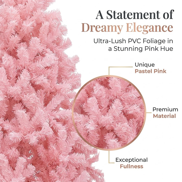 7.5ft Premium Solid Pink Unlit Artificial Christmas Tree (Full Profile)