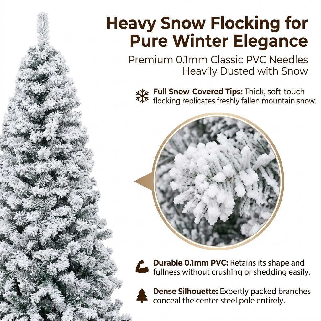 7.5ft Premium Slim Snow Flocked Unlit Artificial Christmas Tree (Pencil Style)
