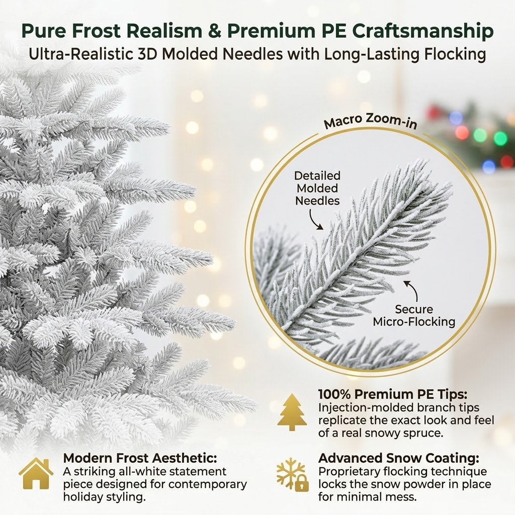 7ft Premium Unlit White Twig Artificial Christmas Tree (100% PE)