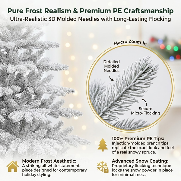 7ft Premium Unlit White Twig Artificial Christmas Tree (100% PE)
