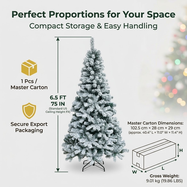 6.5ft Premium Snow Flocked Unlit Artificial Christmas Tree (PVC)