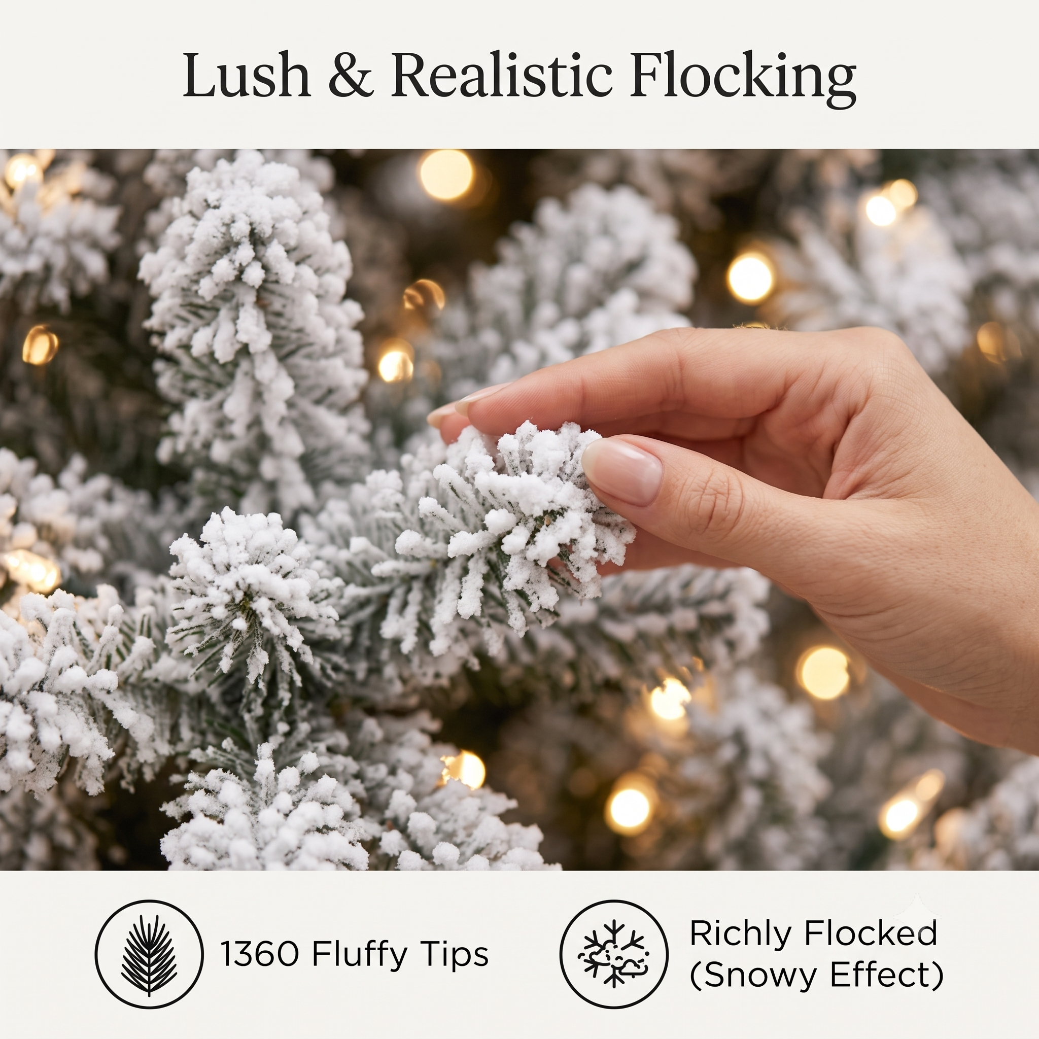 ZMF 7.5ft Pre-Lit Snow Flocked Christmas Tree | 11 Modes