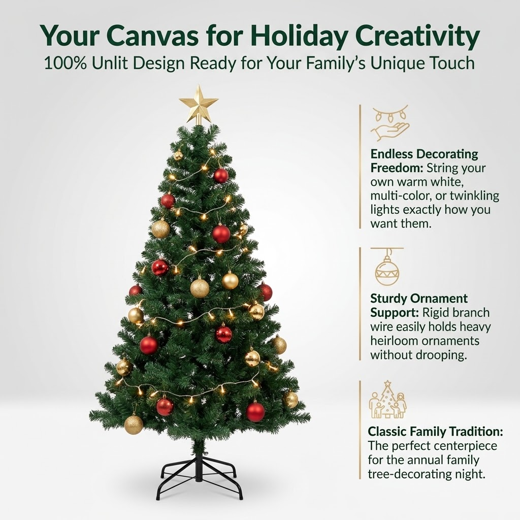 7.5ft Premium Classic Green Unlit Artificial Christmas Tree