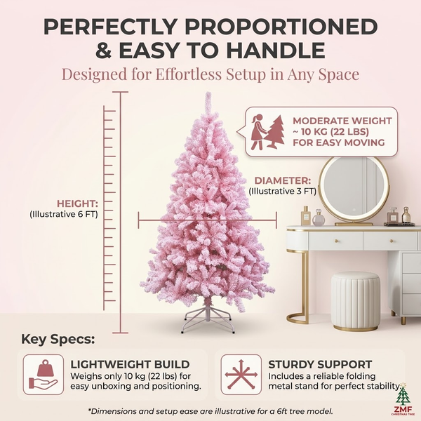 6.5ft Premium Pink Snow Flocked Unlit Artificial Christmas Tree