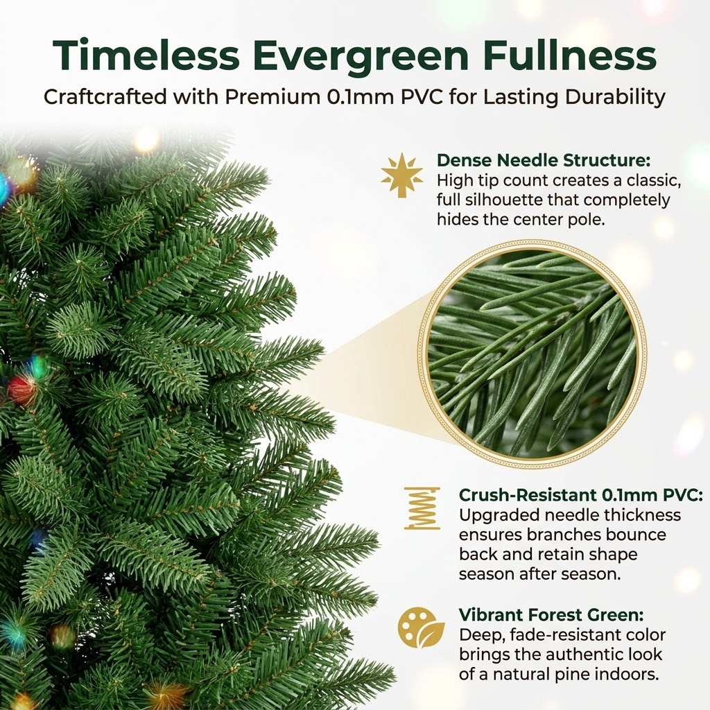 7ft Premium Slim Classic Green Unlit Artificial Christmas Tree (Pencil Style)