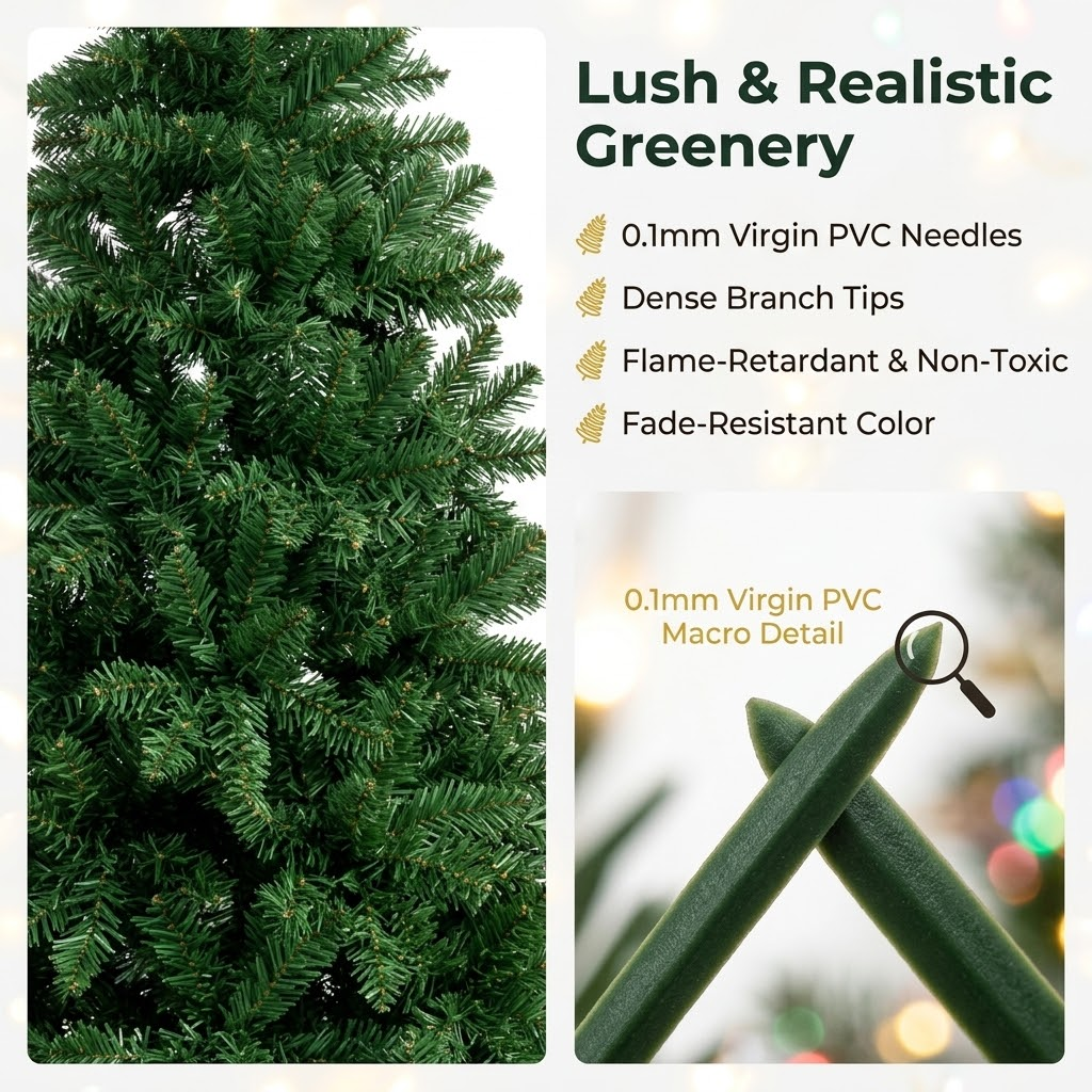 6ft Premium Slim Classic Green Unlit Artificial Christmas Tree (Pencil Style)