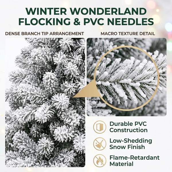 6.5ft Premium Snow Flocked Unlit Artificial Christmas Tree (PVC)