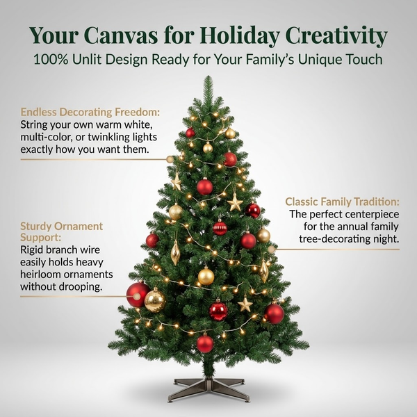 7.5ft Premium Classic Green Unlit Artificial Christmas Tree (Full Profile)