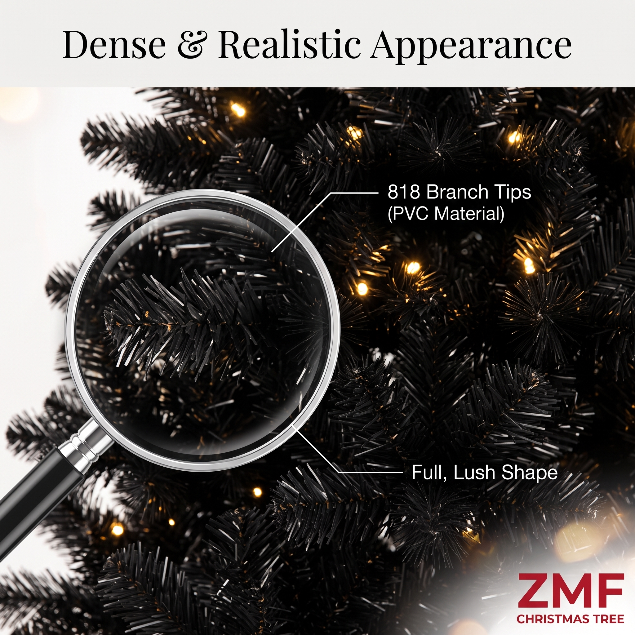 ZMF 6ft Black Unlit Christmas Tree | 818 Lush Tips Secondary image