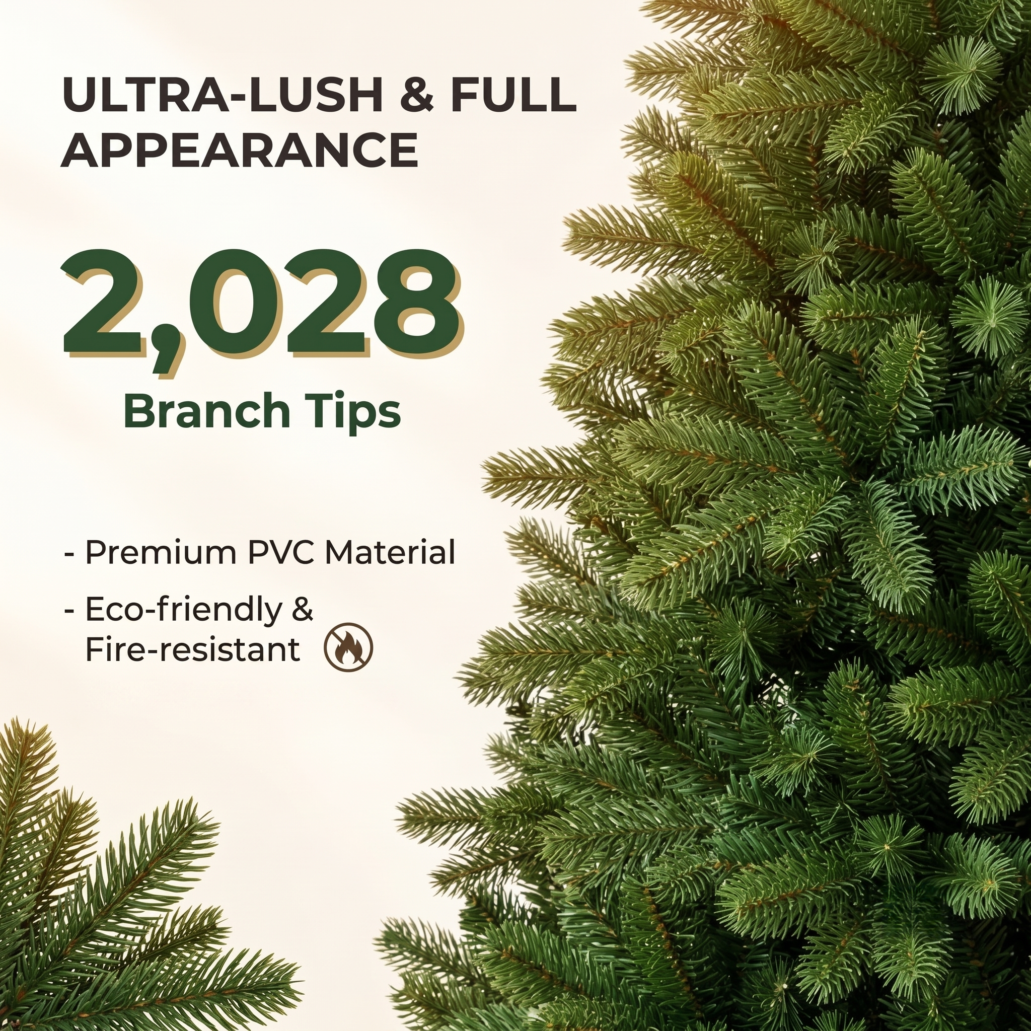 ZMF 9ft Unlit Classic Green Christmas Tree | 2028 Lush Tips Secondary image