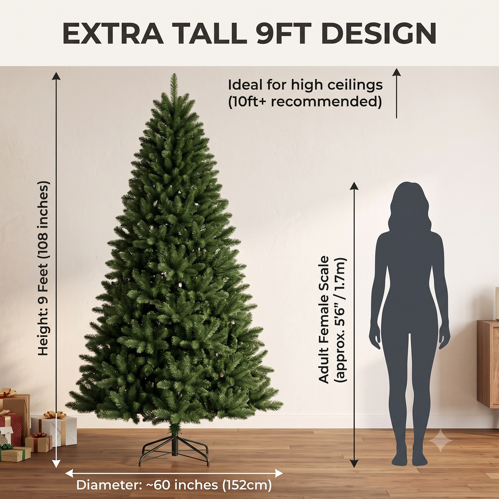 ZMF 9ft Unlit Classic Green Christmas Tree | 2028 Lush Tips