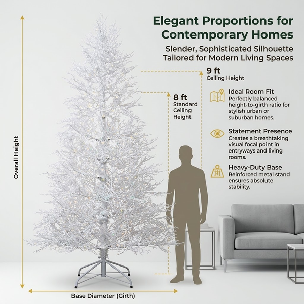 7ft Premium Unlit White Twig Artificial Christmas Tree (100% PE)
