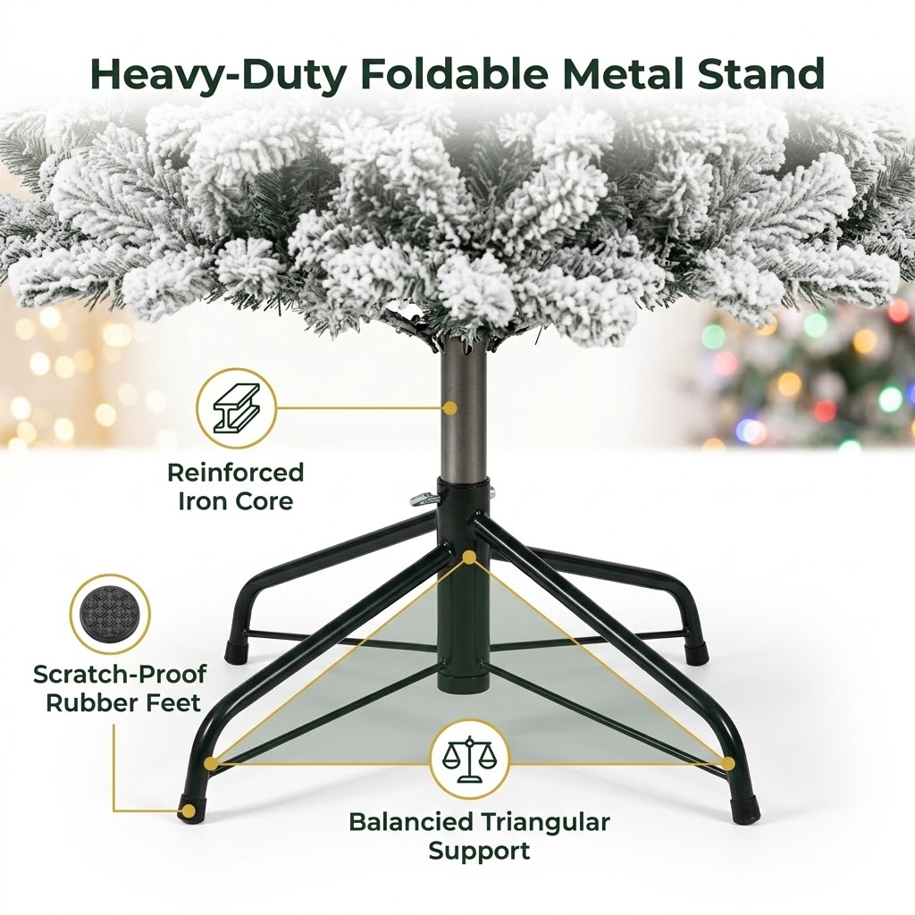 6.5ft Premium Snow Flocked Unlit Artificial Christmas Tree (PVC)