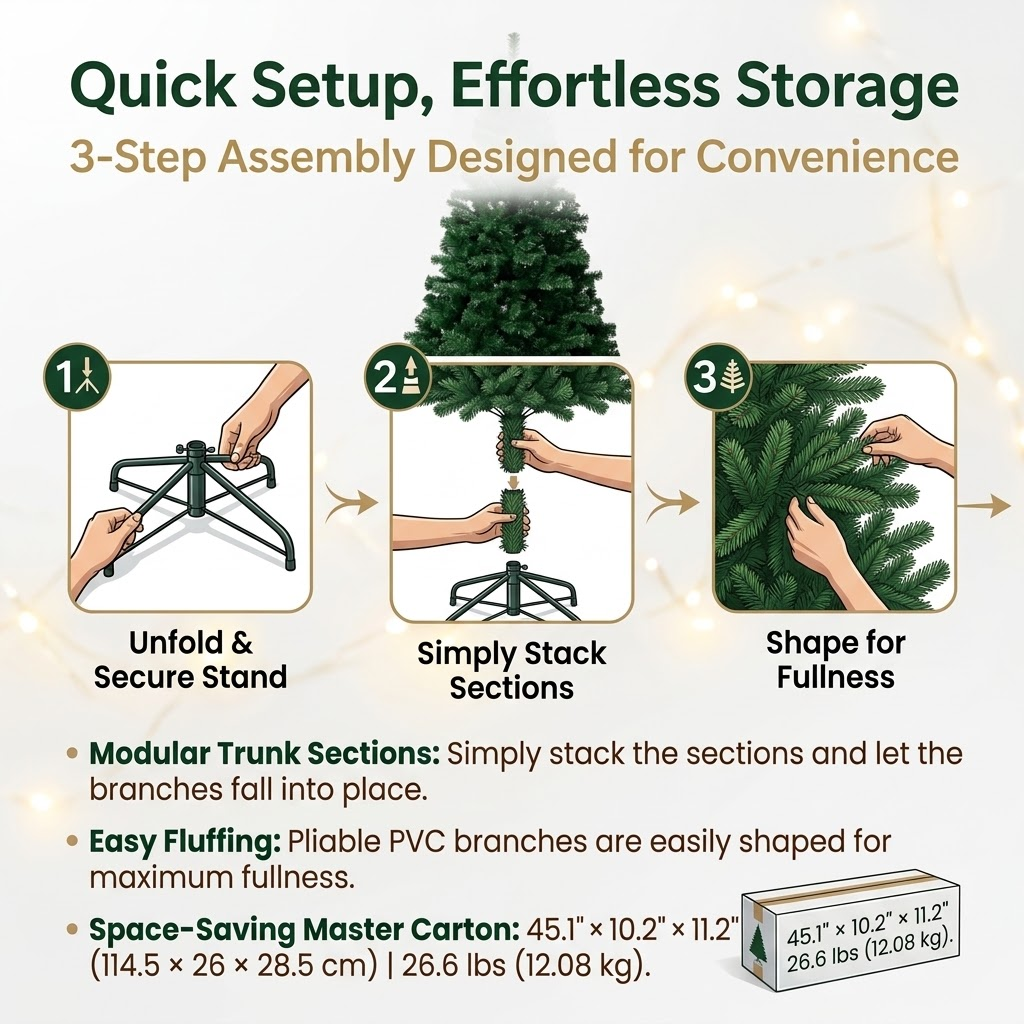 7.5ft Premium Classic Green Unlit Artificial Christmas Tree
