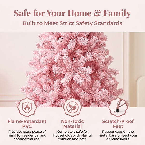 6.5ft Premium Pink Snow Flocked Unlit Artificial Christmas Tree