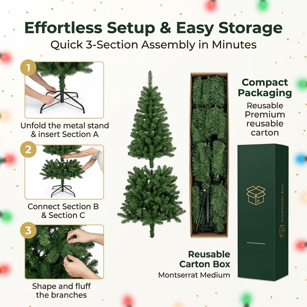 6ft Premium Slim Classic Green Unlit Artificial Christmas Tree (Pencil Style)