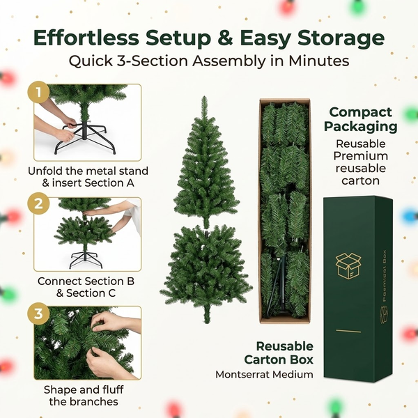 6ft Premium Slim Classic Green Unlit Artificial Christmas Tree (Pencil Style)
