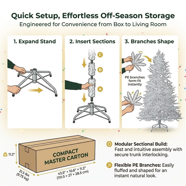 7ft Premium Unlit White Twig Artificial Christmas Tree (100% PE)
