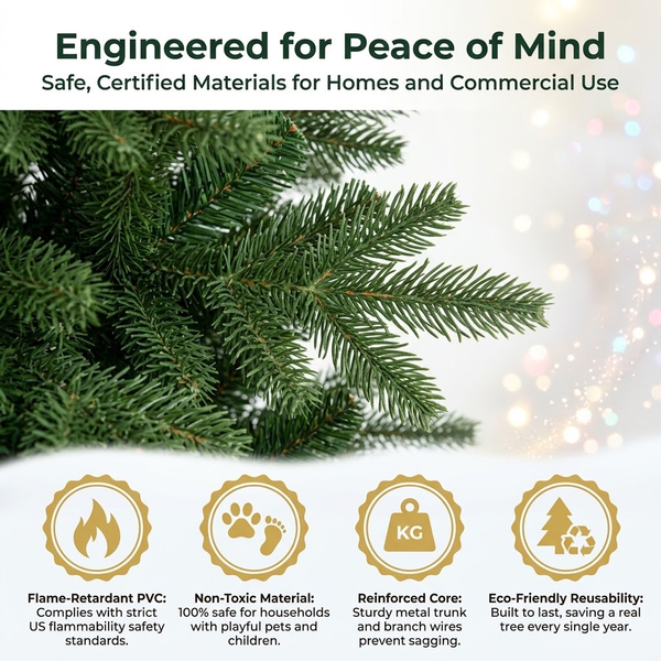 7ft Premium Slim Classic Green Unlit Artificial Christmas Tree (Pencil Style)