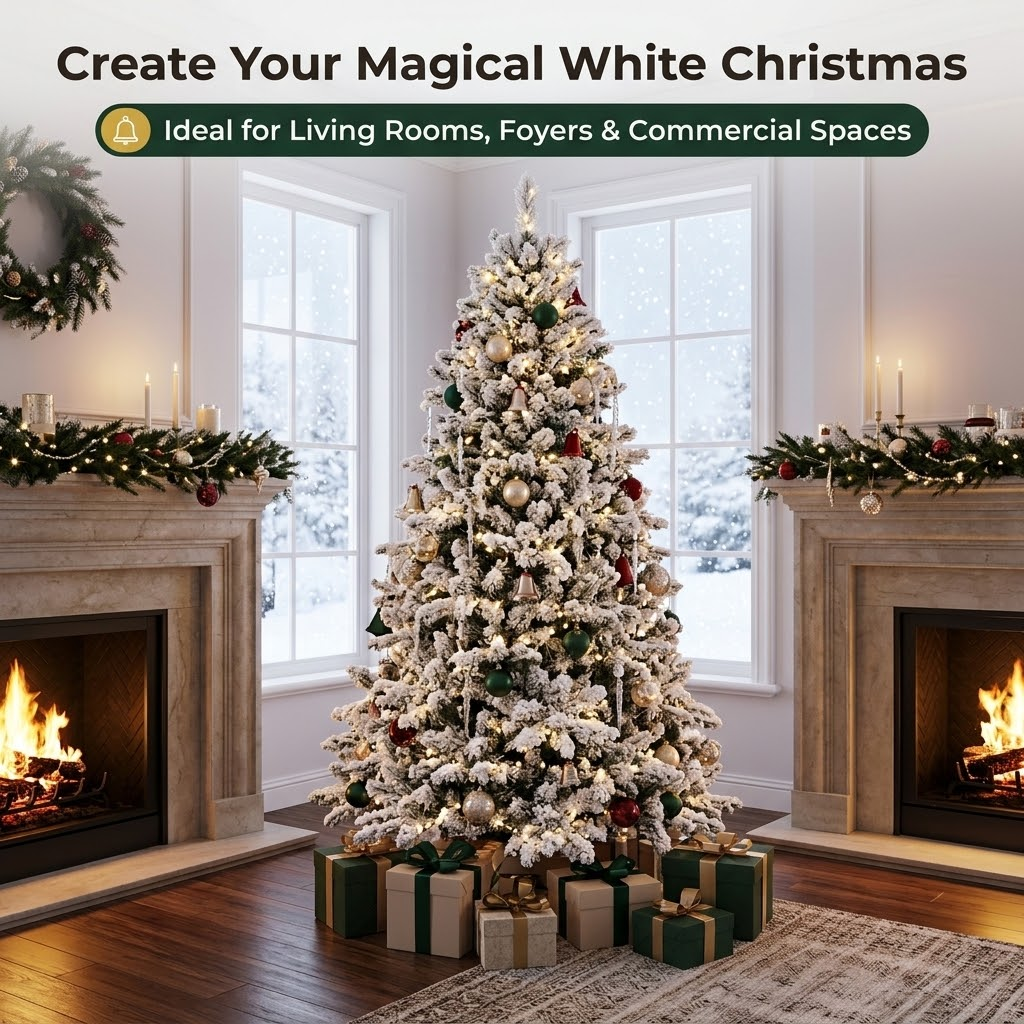 6.5ft Premium Snow Flocked Unlit Artificial Christmas Tree (PVC)