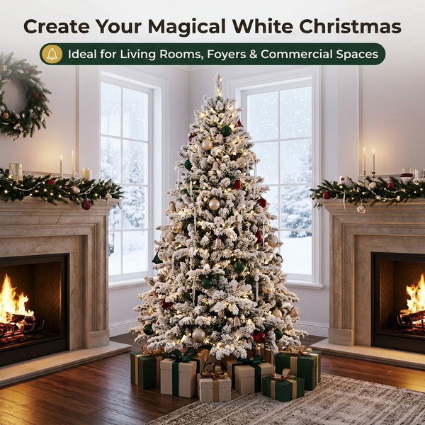 6.5ft Premium Snow Flocked Unlit Artificial Christmas Tree (PVC)