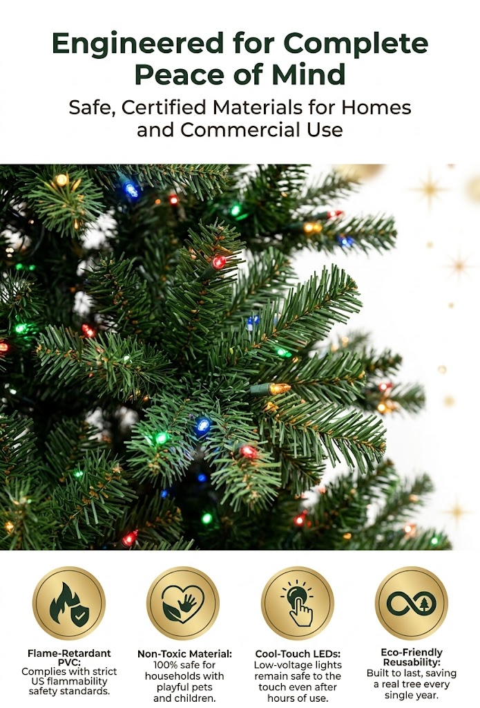 6ft Premium Pre-Lit Classic Green Artificial Christmas Tree with Multi-Color Lights
