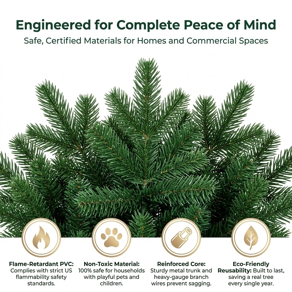 7.5ft Premium Classic Green Unlit Artificial Christmas Tree (Full Profile)