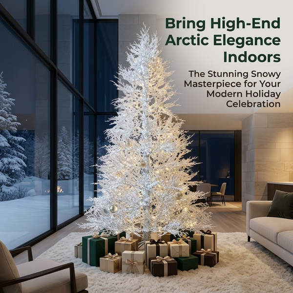 7ft Premium Unlit White Twig Artificial Christmas Tree (100% PE)