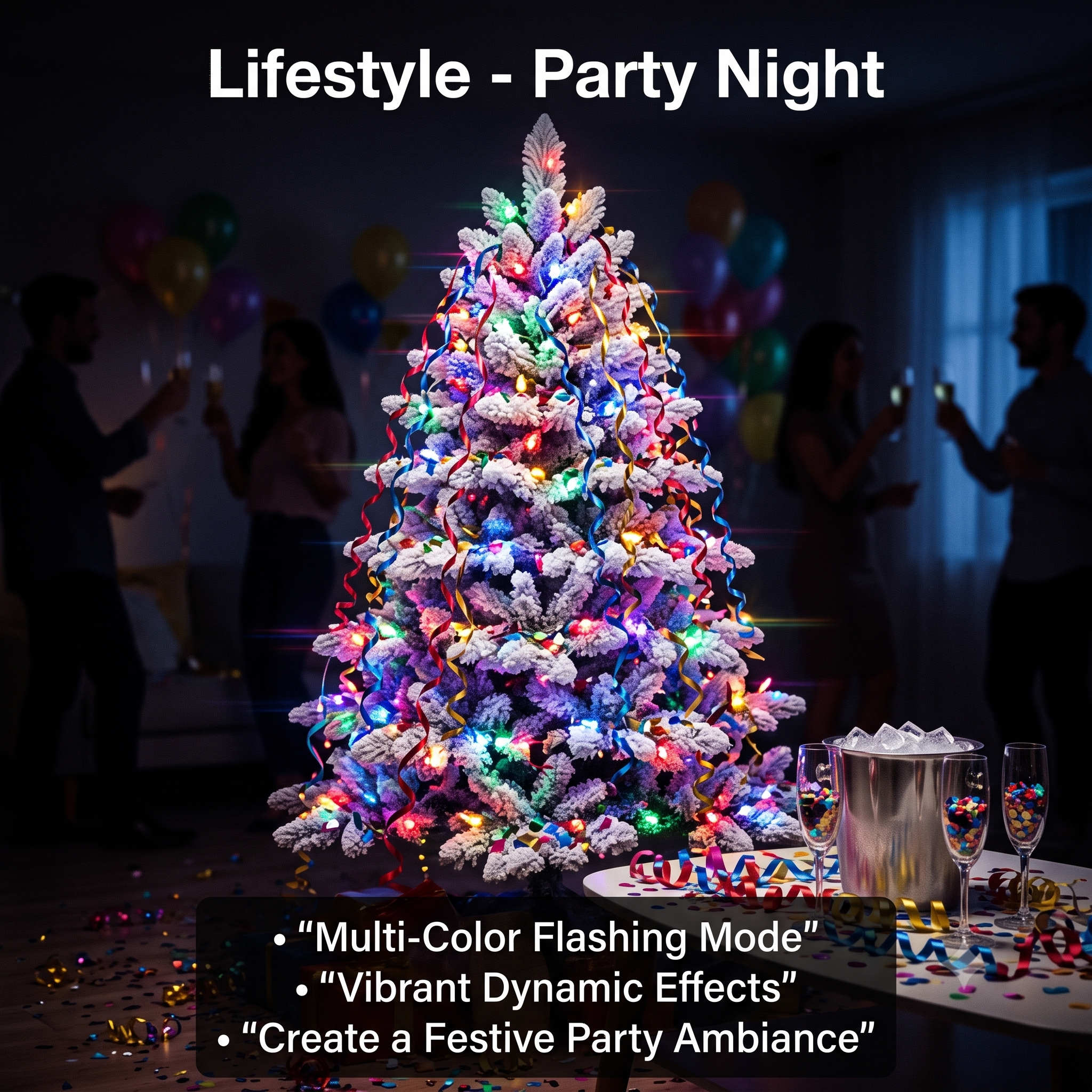ZMF 7.5ft Pre-Lit Snow Flocked Christmas Tree | 11 Modes
