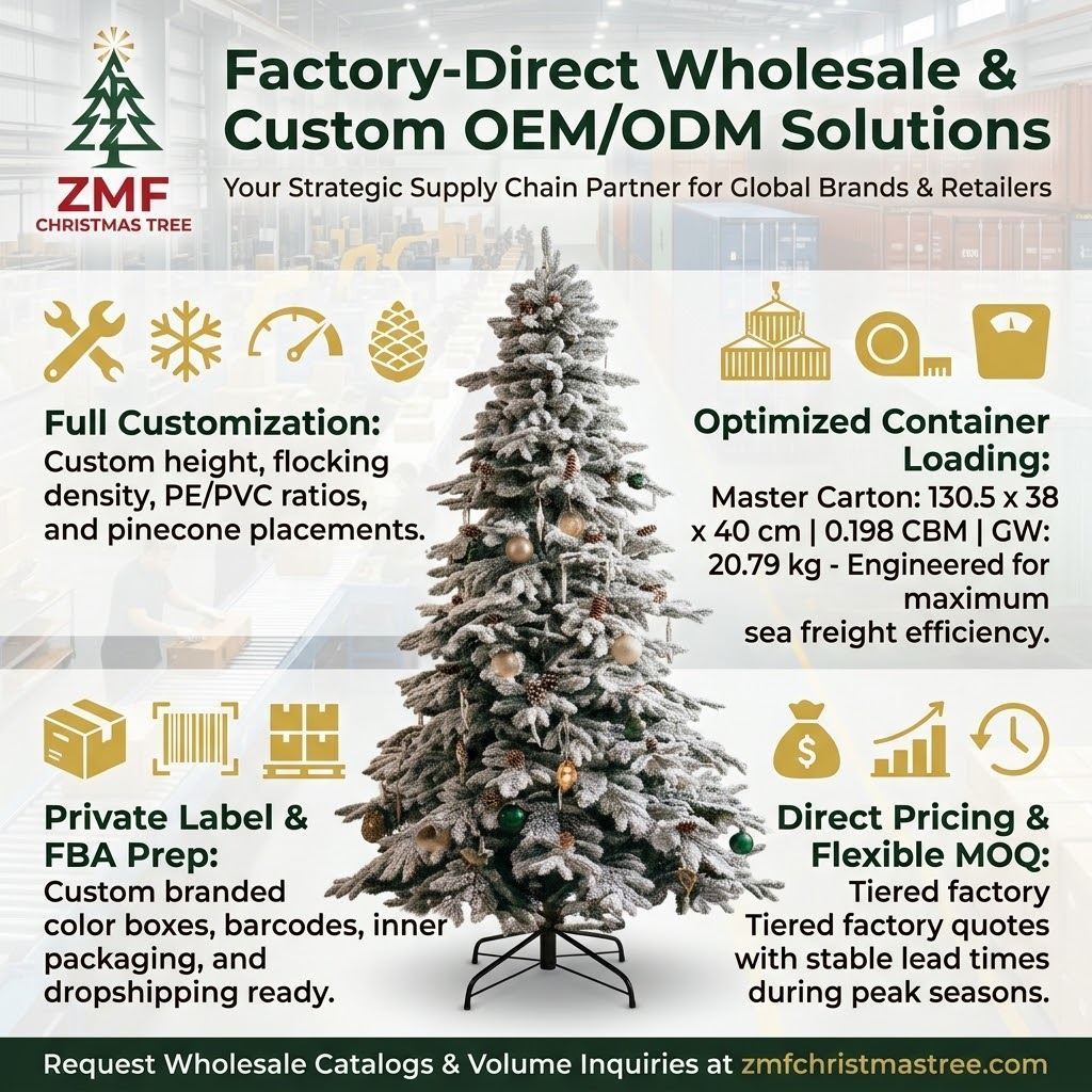 9ft Premium Flocked Unlit Artificial Christmas Tree with Pinecones (PE & PVC Hybrid)