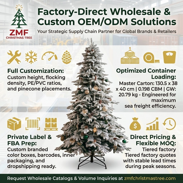 9ft Premium Flocked Unlit Artificial Christmas Tree with Pinecones (PE & PVC Hybrid)